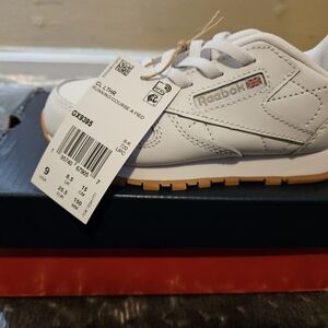 Reebok White and Tan Classic Sneakers